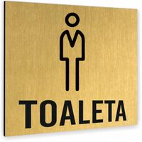 Tabliczka TOALETA MĘSKA TEKST Tablica nierdzewna PIKTOGRAM ALUMINIUM ZŁOTA