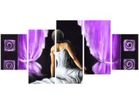 70CM 150CM OBRAZ 5 ELEM PIĘKNA DZIEWCZYNA FIOLECIE ŚCIENNY