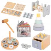 Układanka Montessori Edukacyjna Sorter Gra Puzzle Drewniana Dla Dzieci 6w1