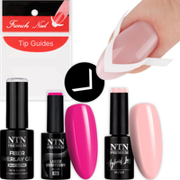 NTN Zestaw Classic French 2x Lakier Hybrydowy 5g + Żel +Naklejki Paski Nr40