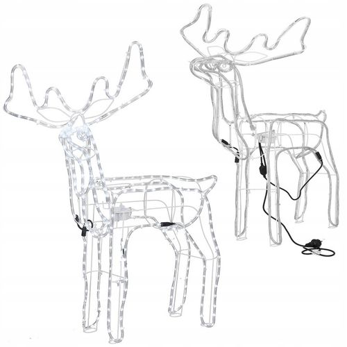 Ozdoba świąteczne RENIFER ŚWIECĄCY Z RUCHOMĄ GŁOWĄ BIAŁY Zimny ZEWNĘTRZNY na Arena.pl