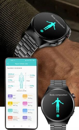 Zegarek Smartwatch AMOLED POMIAR CURKU EKG Glukoza BMI ROZMOWY CIŚNIENIE na Arena.pl