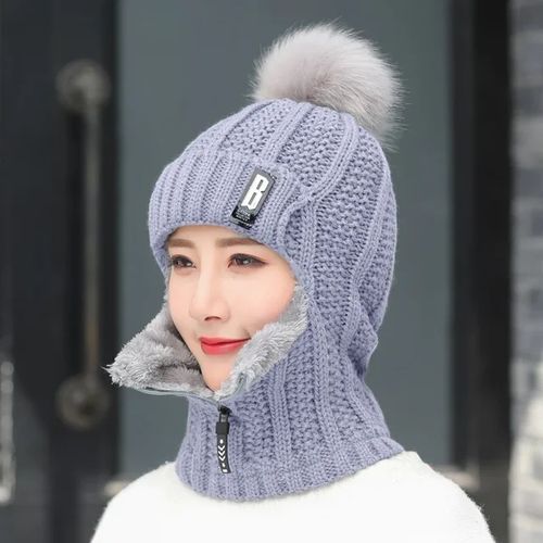 ZIMOWA CZAPKA Z KOMINEM DAMSKA KOMINIARKA Z POMPONEM POLAREM NA SUWAK na Arena.pl