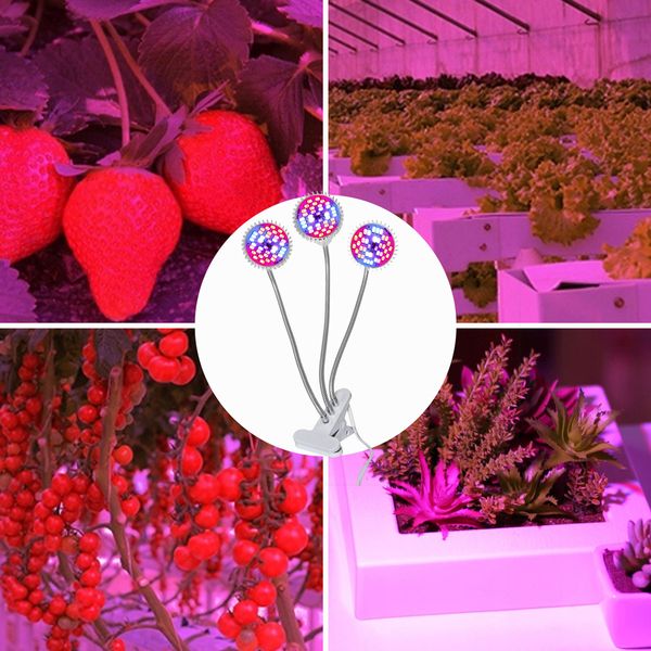 LAMPA LED DO WZROSTU UPRAWY ROŚLIN 90W 3000lm 3 GŁOWICE zdjęcie 6