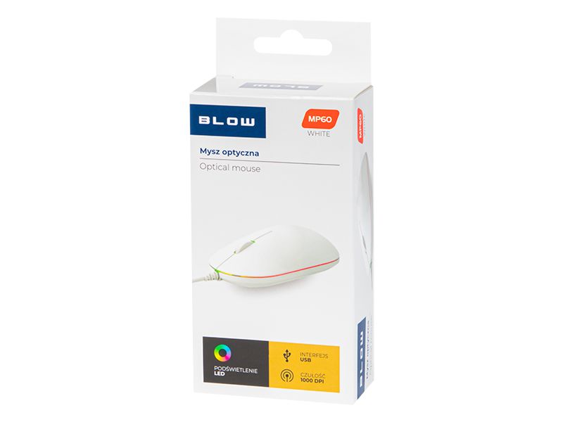 Mysz optyczna BLOW MP-60 USB biała zdjęcie 1