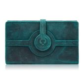 duży portfel damski skórzany w stylu vintage zielony