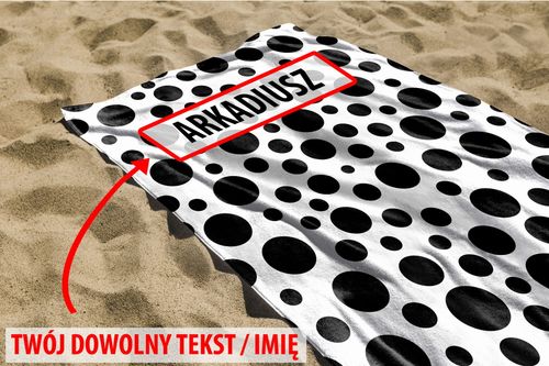 RĘCZNIK Czarne grochy z twoim dowolnym tekstem 150x70cm 013H na Arena.pl