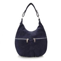 VERA PELLE torebka damska zamszowa worek z suwakami V318 granatowa