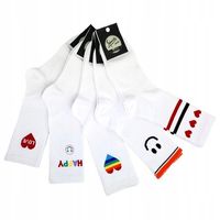 5x MŁODZIEŻOWE SPORTOWE WYSOKIE SKARPETY OLDSCHOOL DAMSKIE BIAŁE DŁUGIE
