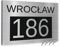 Tabliczka adresowa srebrna informacyjna na dom NAZWA ULICY nadruk 40x30 cm