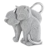 Figurka z żywicy poliestrowej kotki ELDO 16X10X13 srebrna