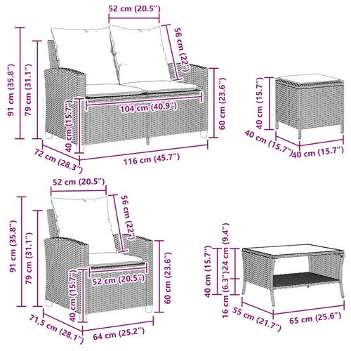 6-cz. zestaw mebli ogrodowych z poduszkami, czarny polirattan na Arena.pl
