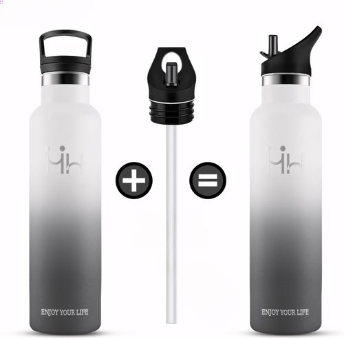 KUBEK TERMICZNY BUTELKA TERMOS NA KAWĘ HERBATĘ NAPOJE STALOWY SŁOMKA 500ML na Arena.pl