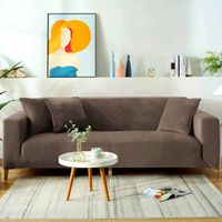 Pokrowiec Na Kanapę Kakaowy Brąz Welur 3 Osobowy [22L3]