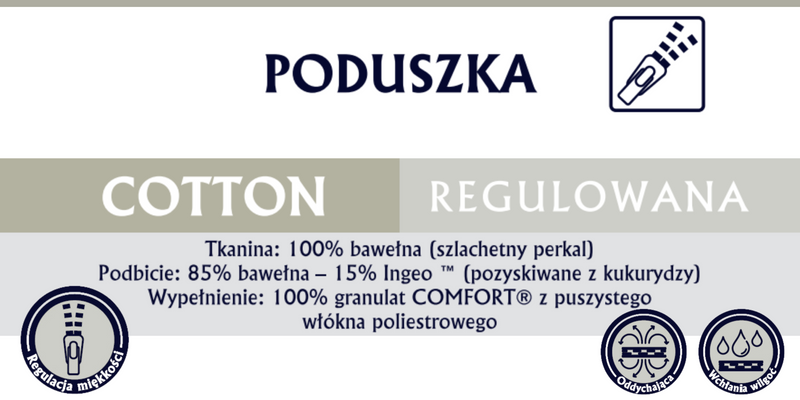 Poduszka regulowana 50x70cm COTTON | Inter Widex zdjęcie 6