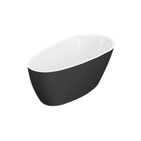 Olia 2.0 Wanna wolnostojąca 160 x 75 cm owalna, biały połysk/czarny mat