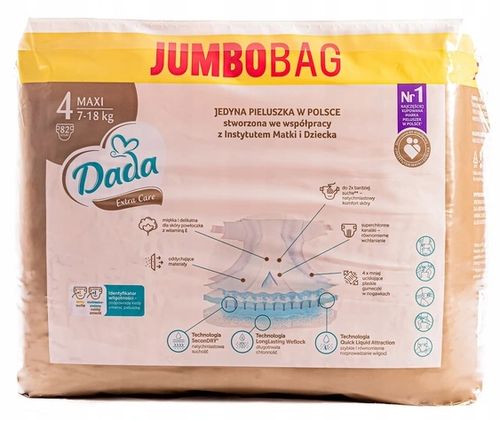 PIELUSZKI DADA EXTRA CARE ROZMIAR 4 82 SZT. PIELUCHY na Arena.pl
