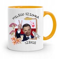 Kubek Żółty Prezydenta Andrzej Duda Pis Dla Ciebie Z Nadrukiem Ze Zdjęciem