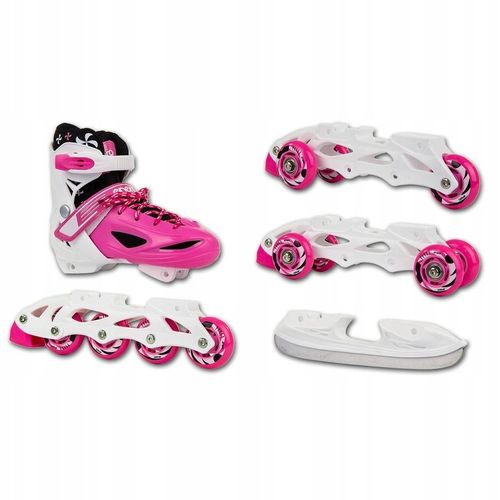 REGULOWANE ŁYŻWOROLKI WROTKI ŁYŻWY DLA DZIECI 4W1 ENERO 30-33 RÓŻOWE na Arena.pl