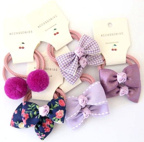 Zestaw 10szt dziecięcych gumek Kokard do włosów  F97_Fiolet na Arena.pl