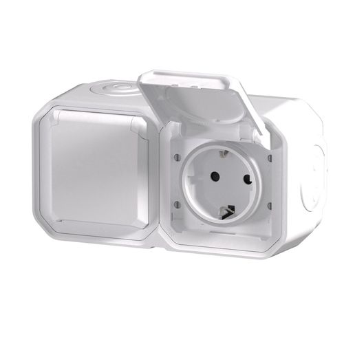 Nowe Plexo - Gniazdo Schuko 2x2P+Z poziome, komplet natynkowy 16A-250V~ - białe - Legrand 069772L na Arena.pl