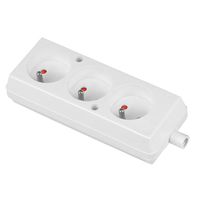 gniazdo potrójne 16a 250v rozbieralne z/u białe - vt-302-0031