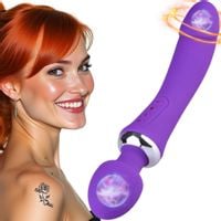 DWUSTRONNY MASAŻER 2 Wibratory, NAGRZEWAJĄCY PENIS FIOLETOWY