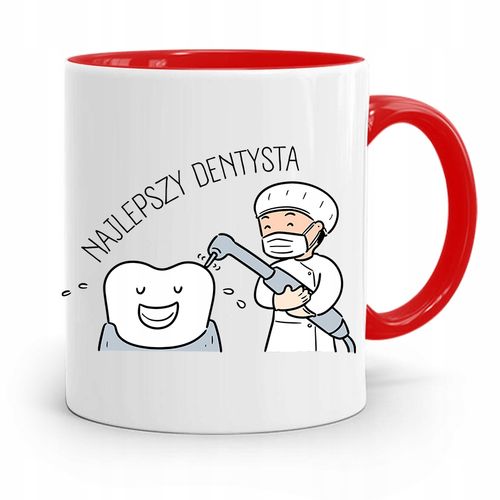 Kubek Czerwony Prezent Dentysty Najlepszy Dentysta Z Nadrukiem Ze Zdjęciem na Arena.pl