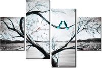 120CM 80CM ZEGAR 4 ELEM W TURKUSOWYM ŚWIETLE KSIĘŻYCA OBRAZ ŚCIENNY