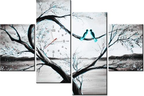 120CM 80CM ZEGAR 4 ELEM W TURKUSOWYM ŚWIETLE KSIĘŻYCA OBRAZ ŚCIENNY na Arena.pl