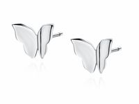 Delikatne rodowane srebrne kolczyki celebrytki gładkie motylki motyle butterfly srebro 925 Z1803ER