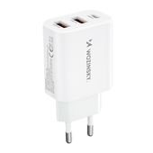 ładowarka sieciowa 100-240v 30w usb-c 2x usb-a biała