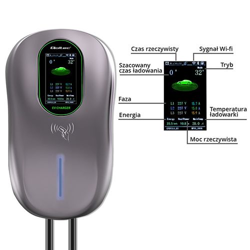 Qoltec Stacja Ładowania EV 22kW Typ2 | 3 Fazy | LCD na Arena.pl