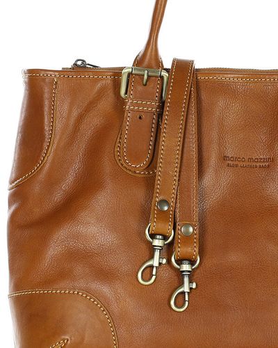 Torebka do ręki kuferek genuine leather made in Italy - MARCO MAZZINI camelowa na Arena.pl