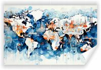 Fototapeta PREMIUM STRUKTURA ZMYWALANA tapeta na wymiar MAPA ŚWIATA