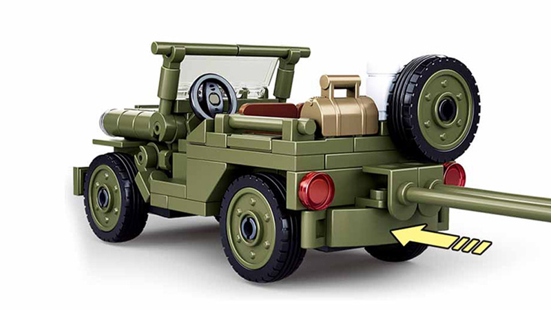 Klocki Wojsko JEEP WILLYS MB + Armata 143el zdjęcie 6