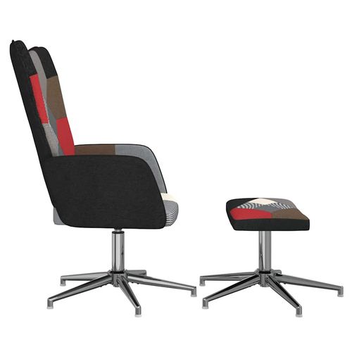 Fotel z podnóżkiem, patchworkowy, obity tkaniną na Arena.pl