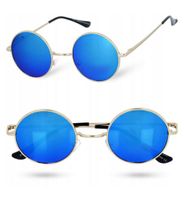 ZŁOTE LENONKI OKRĄGŁE Okulary PRZECIWSŁONECZNE