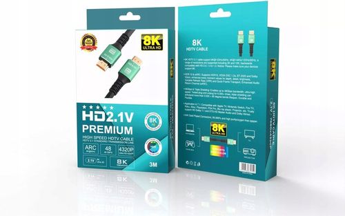 Kabel HDMI 2.1 ULTRA HIGH SPEED UHD 8K 4K 120Hz DO TV PROJEKTORA PREMIUM 3M na Arena.pl
