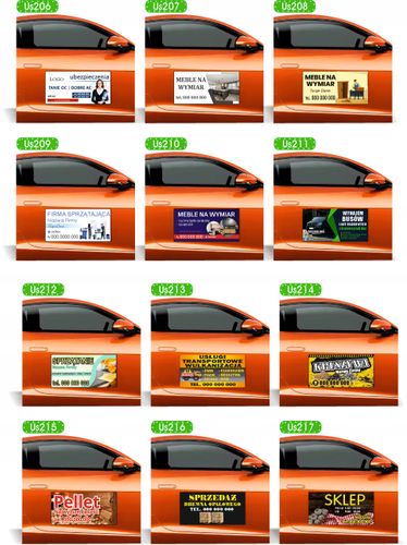 Magnes na samochód reklama magnetyczna 60x30 dużo wzorów MEBLE NA WYMIAR na Arena.pl