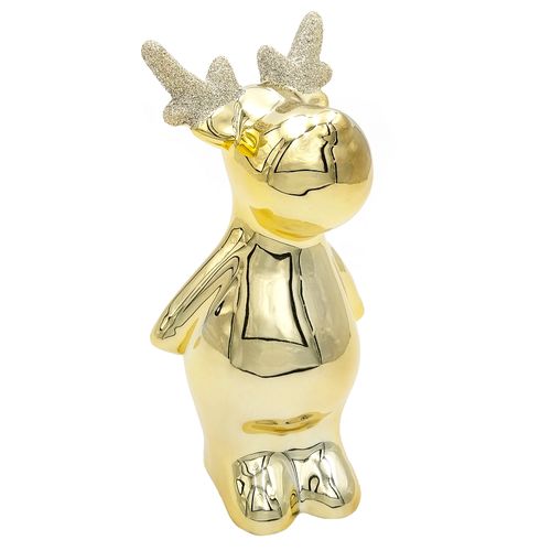 RENIFER CERAMICZNY ZŁOTY FIGURKA DEKORACJA ŚWIĄTECZNA 13cm na Arena.pl