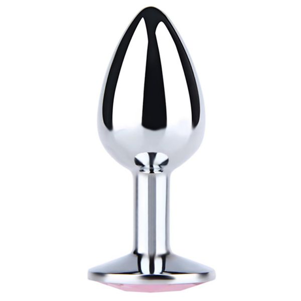 Silver Large Butt Plug With Blue Diamond zdjęcie 2