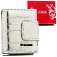 mały, elegancki skórzany portfel damski na zatrzask i bigiel - lorenti