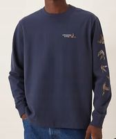 Abercrombie & Fitch - Granatowy top z długim rękawem i nadrukiem z tyłu M