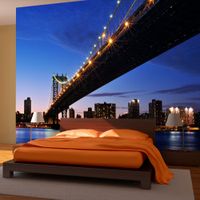 Fototapeta - Oświetlony Most Manhattan Bridge 400x309