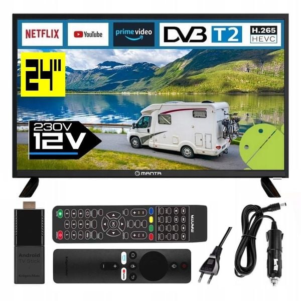 Telewizor do KAMPERA 12V 24 cale SMART ANDROID TV WiFi Bluetooth USB HDMI zdjęcie 1