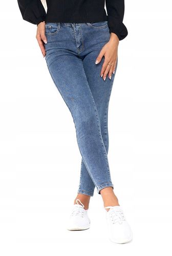 SPODNIE JEANSY SKINNY Z WYSOKIM STANEM RURKI KLASYCZNE MODNE MORAJ L na Arena.pl