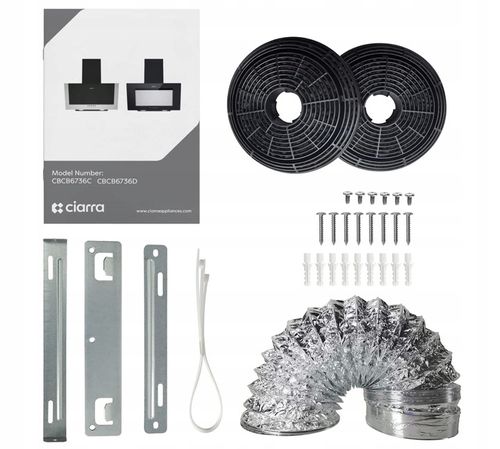 Ciarra CBCB6736C okap naścienny 60 cm, 380 m³/h, oświetlenie LED, 2 filtry na Arena.pl