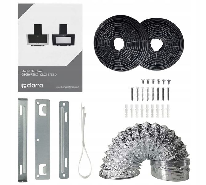 Ciarra CBCB6736C okap naścienny 60 cm, 380 m³/h, oświetlenie LED, 2 filtry zdjęcie 12