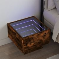 Stolik nocny z LED Infinity, przydymiony dąb, 40x40x30 cm